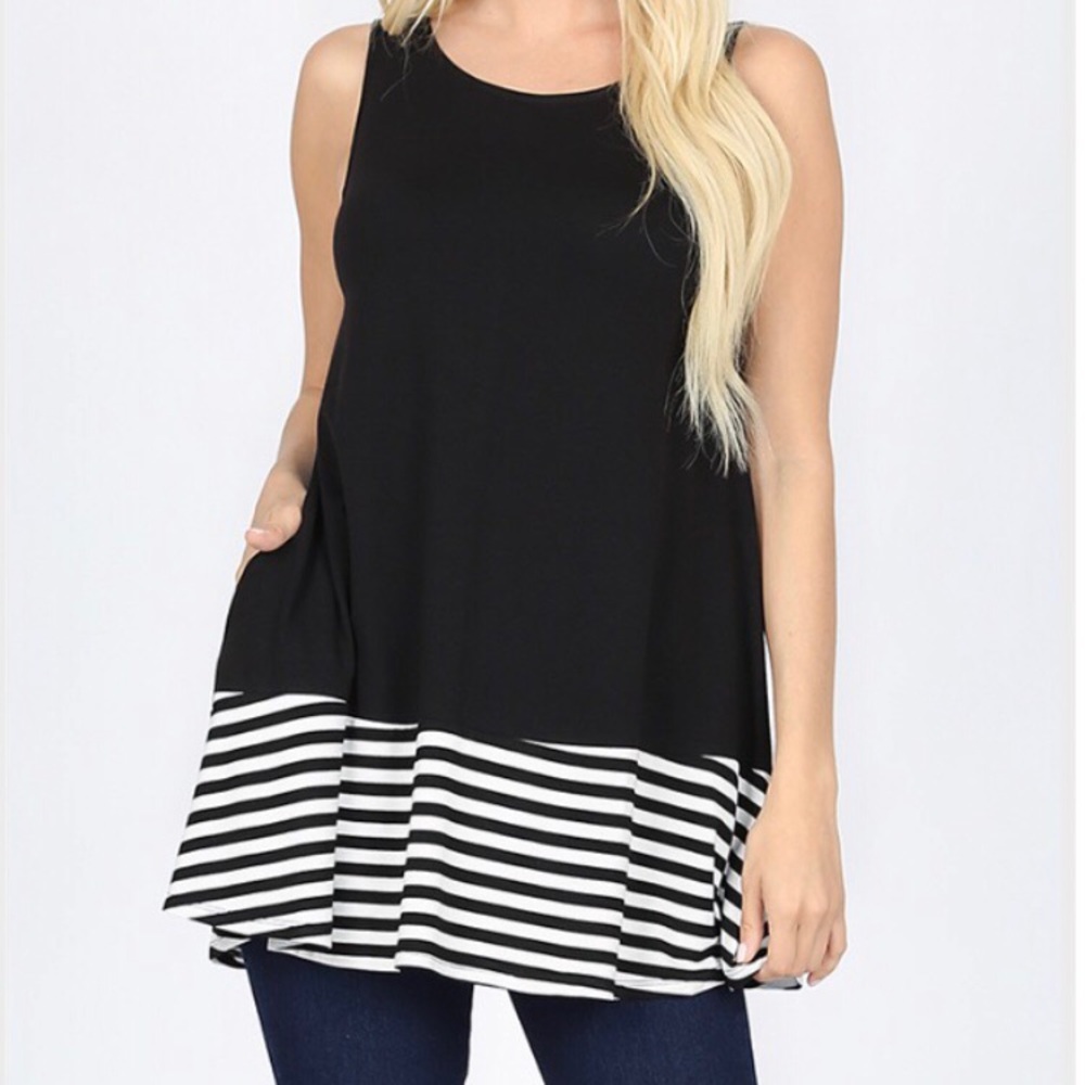 Black and white striped tank